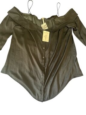 Free People Off-Shoulder Button-Front Blouse Size M